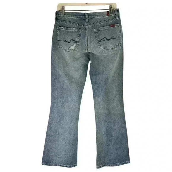 Seven For All Mankind Bootcut Jeans - Medium Wash, Size 28, Distressed Detail - Picture 2 of 6